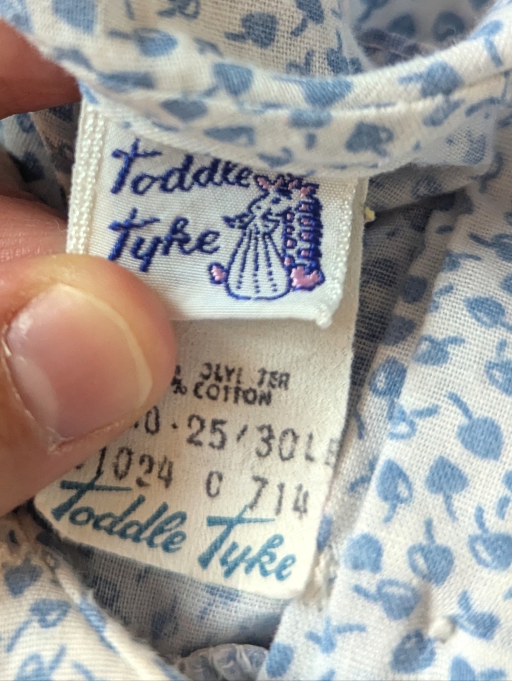 Vtg Toddle Tykes Dress 12m Baby Girl Blue Floral Cottagecore - Picture 5 of 6